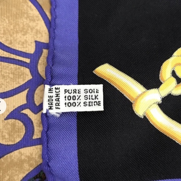 Celine EUC silk large scarf blue green gold chain motif - Picture 9 of 9